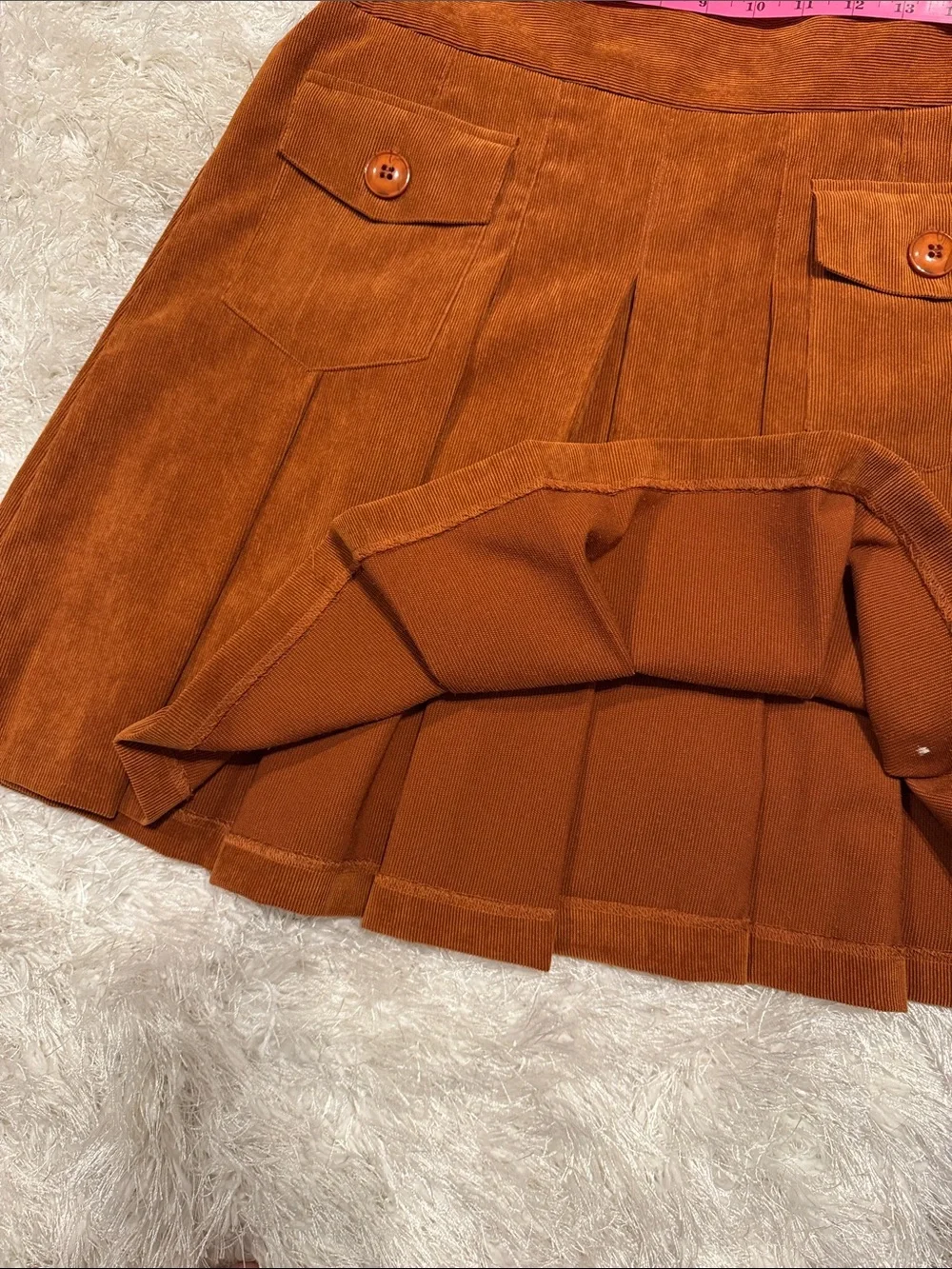Chelsea & Theodore Corduroy A-Line Skirt in Rust